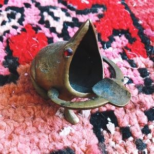 Vintage Antique Indian Solid Brass Frog Ashtray / Collectible Ashtray